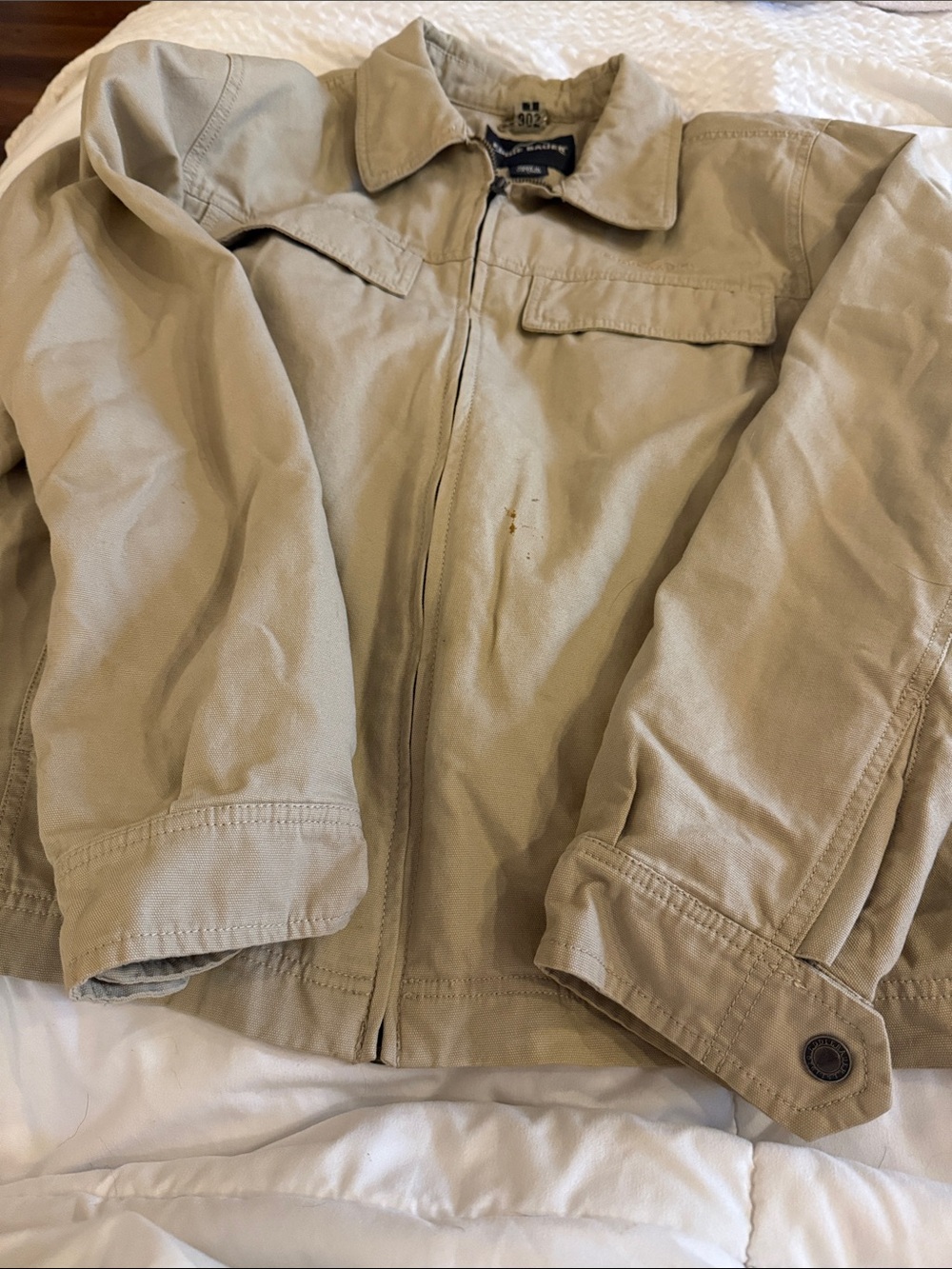 Eddie Bauer Light Tan Zip-Front Shirt Jacket Size L